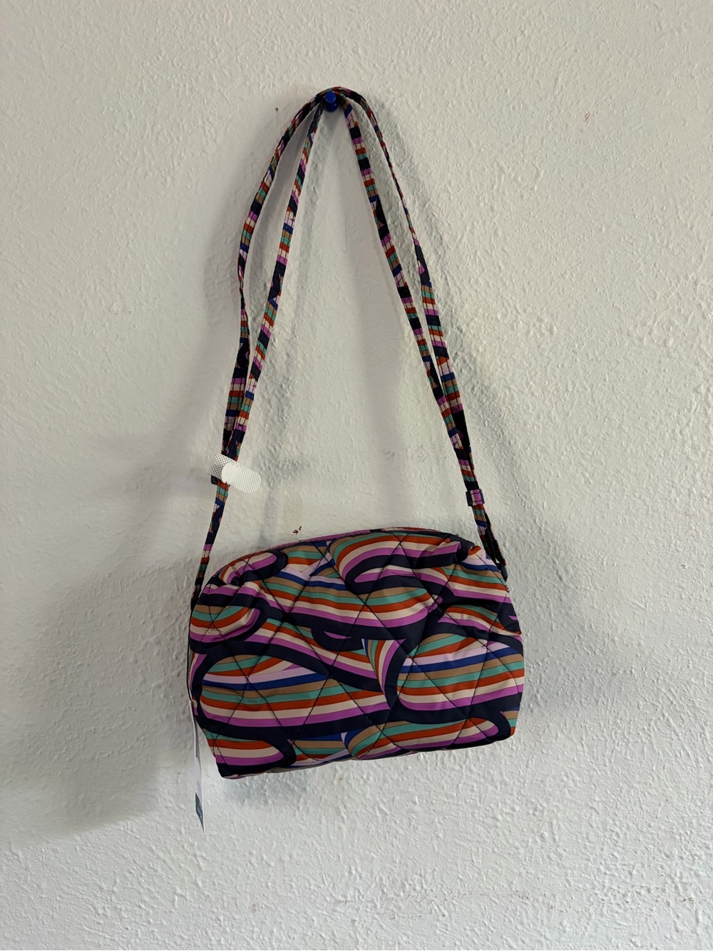 Vera Bradley Purple Multicolor Striped Quilted Crossbody Bag